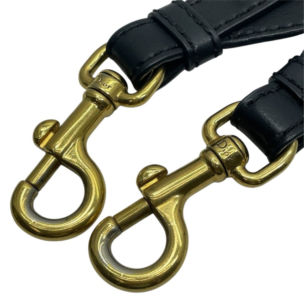 Dior Shoulder Strap Embroidery Bag Canvas Leather Metal Black Gold Lightweight — view 2