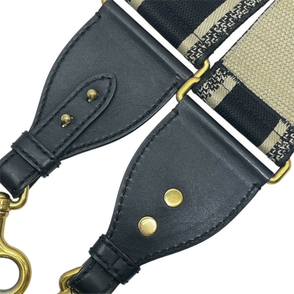 Dior Shoulder Strap Embroidery Bag Canvas Leather Metal Black Gold Lightweight — view 5