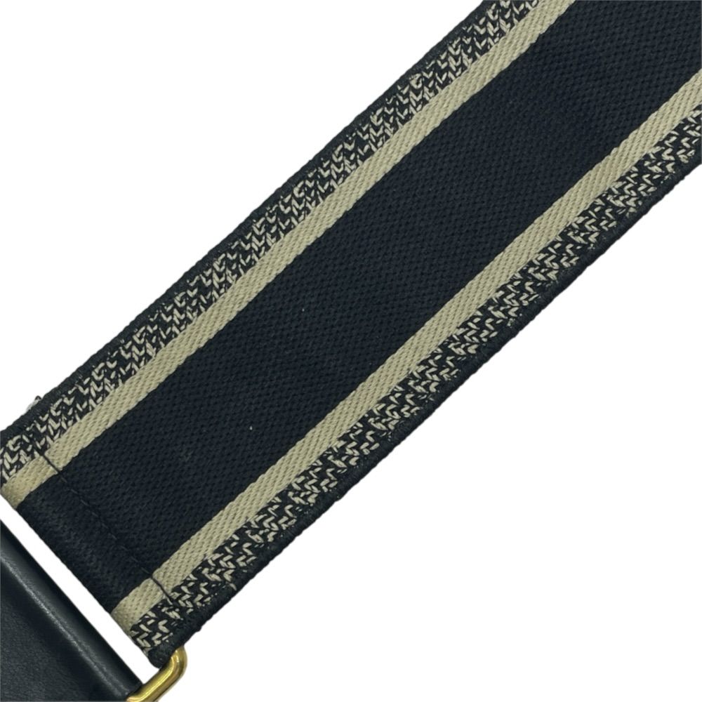 Dior Shoulder Strap Embroidery Bag Canvas Leather Metal Black Gold Lightweight — view 6
