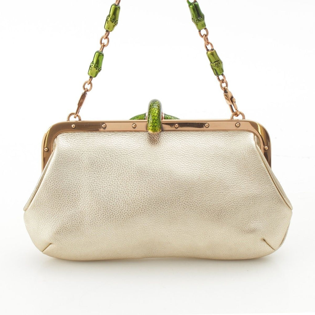 Gucci Short Sleeve Tom Ford Era Dionysus Leather Bamboo Chain Clutch Eveningbag — view 5