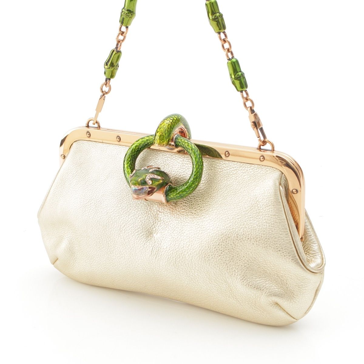 Gucci Short Sleeve Tom Ford Era Dionysus Leather Bamboo Chain Clutch Eveningbag — view 3