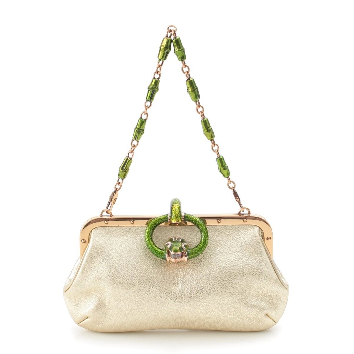 Gucci Short Sleeve Tom Ford Era Dionysus Leather Bamboo Chain Clutch Eveningbag