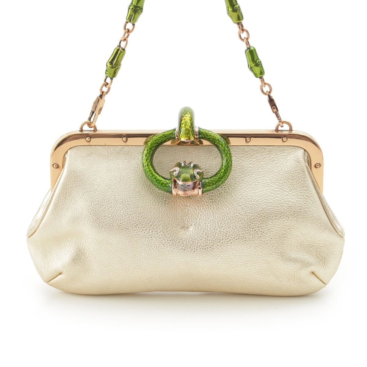 Gucci Short Sleeve Tom Ford Era Dionysus Leather Bamboo Chain Clutch Eveningbag — view 2