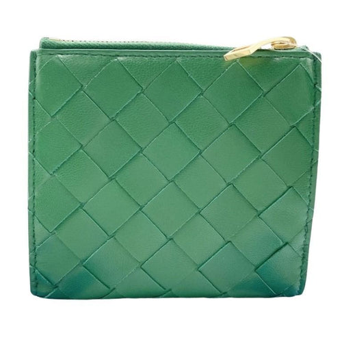 Bottega Veneta Bifold Wallet Intrecciato Green Leather Gold — view 2