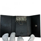 Gucci Interlocking G Key Case Black Leather Key Holder — view 3
