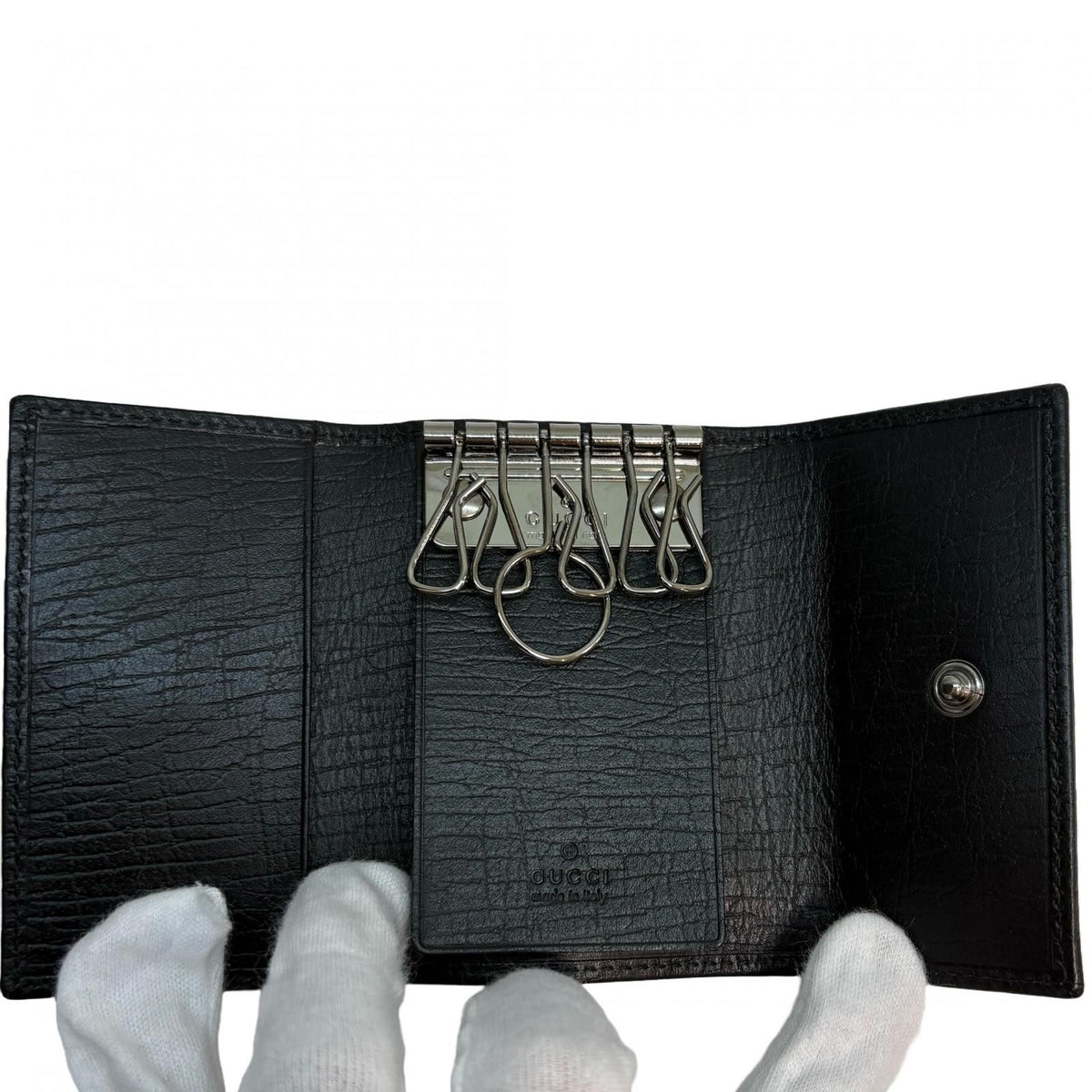 Gucci Interlocking G Key Case Black Leather Key Holder — view 3
