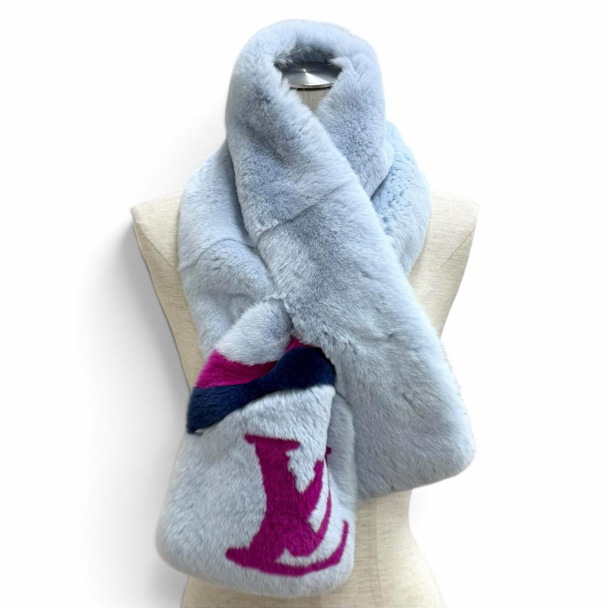 Louis Vuitton Echarpe Rainbow Stripes Rex Rabbit Lining Silk 100% LV Logo Scarf — view 2