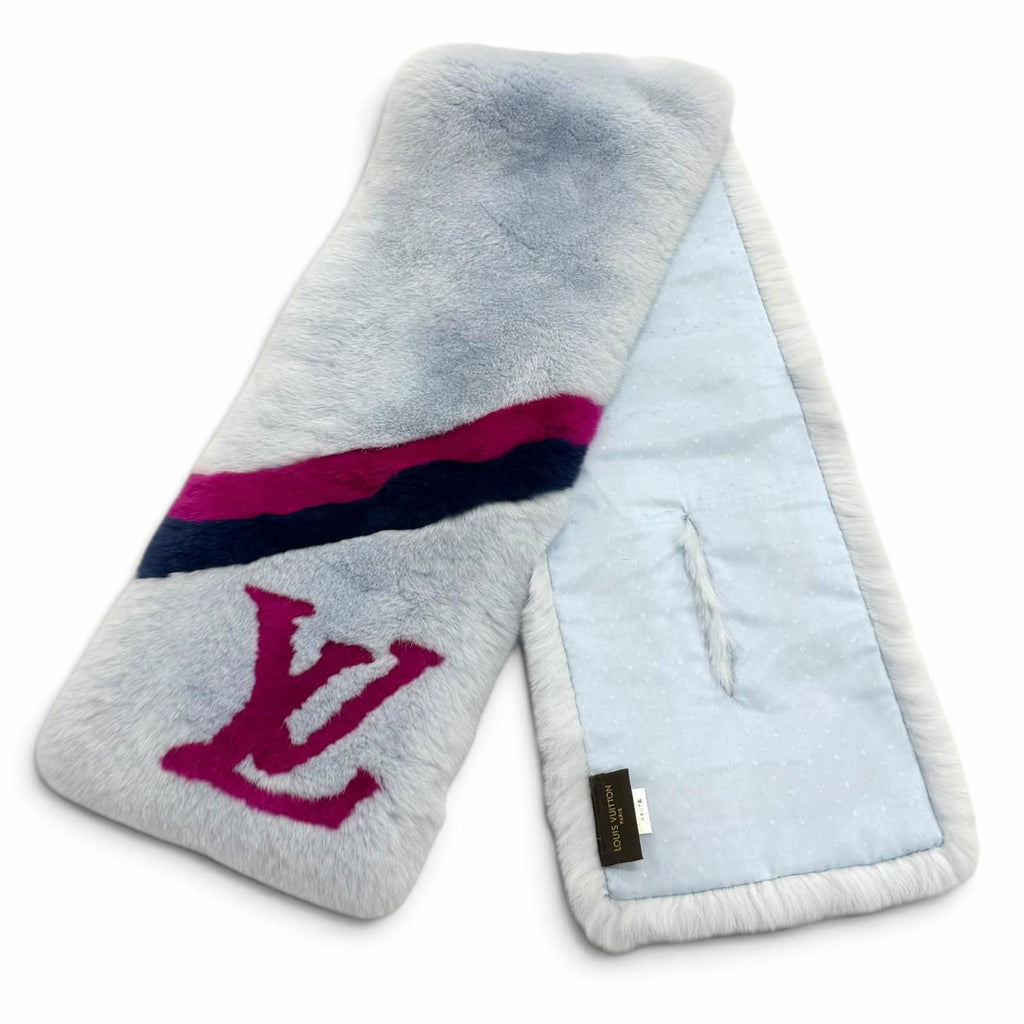 Louis Vuitton Echarpe Rainbow Stripes Rex Rabbit Lining Silk 100% LV Logo Scarf — view 3