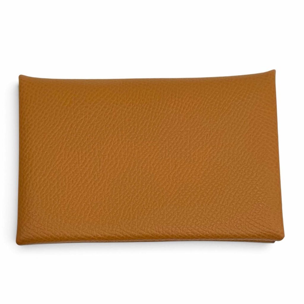 Hermes Calvi Gold Veau Epsom Silver Card Case Business