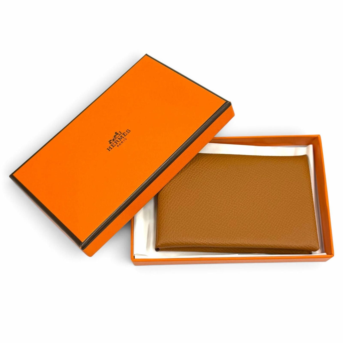 Hermes Calvi Gold Veau Epsom Silver Card Case Business — view 2