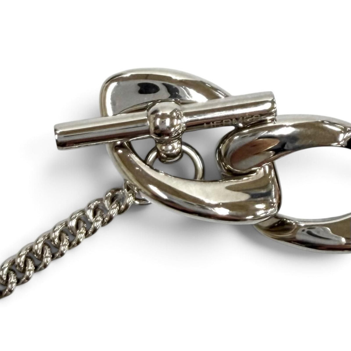 Hermes Chaine H Buffalo Horn Bracelet Silver Brown T2 — view 6