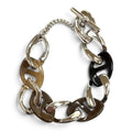 Hermes Chaine H Buffalo Horn Bracelet Silver Brown T2