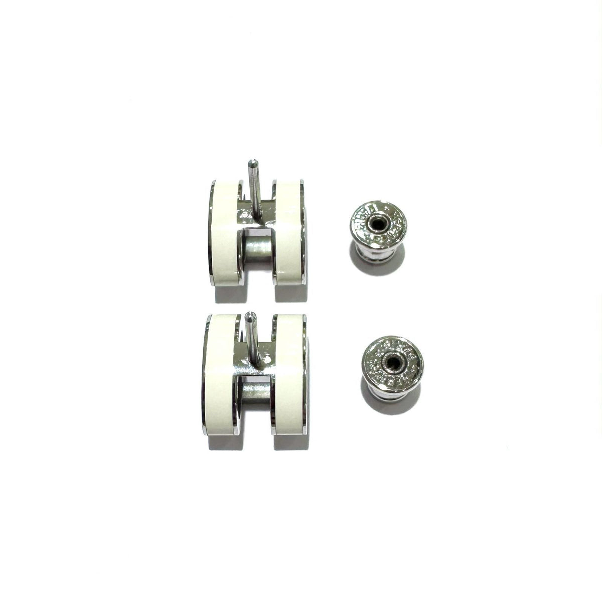 Hermes Earrings Pop H White Silver Metal — view 3