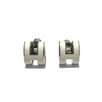 Hermes Earrings Pop H White Silver Metal