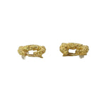 Chanel With Rice 93A Vintage CC Logo Lava Motif Earrings Gold — view 4