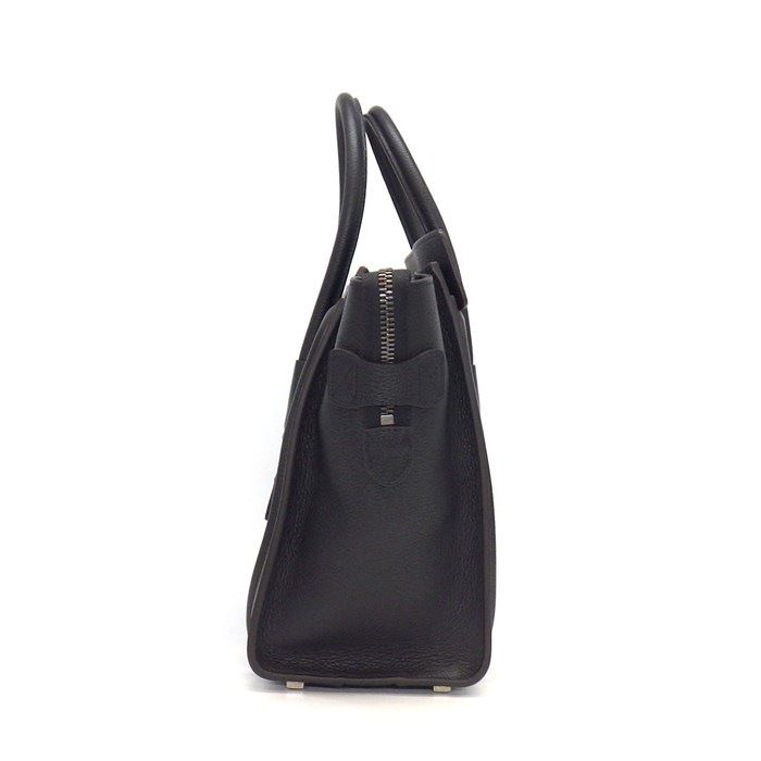 Celine Handbag Luggage Micro Black Drummed Calfskin Silver — view 3