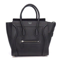 Celine Handbag Luggage Micro Black Drummed Calfskin Silver