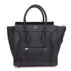 Celine Handbag Luggage Micro Black Drummed Calfskin Silver