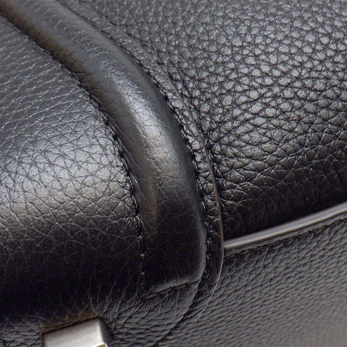 Celine Handbag Luggage Micro Black Drummed Calfskin Silver — view 8