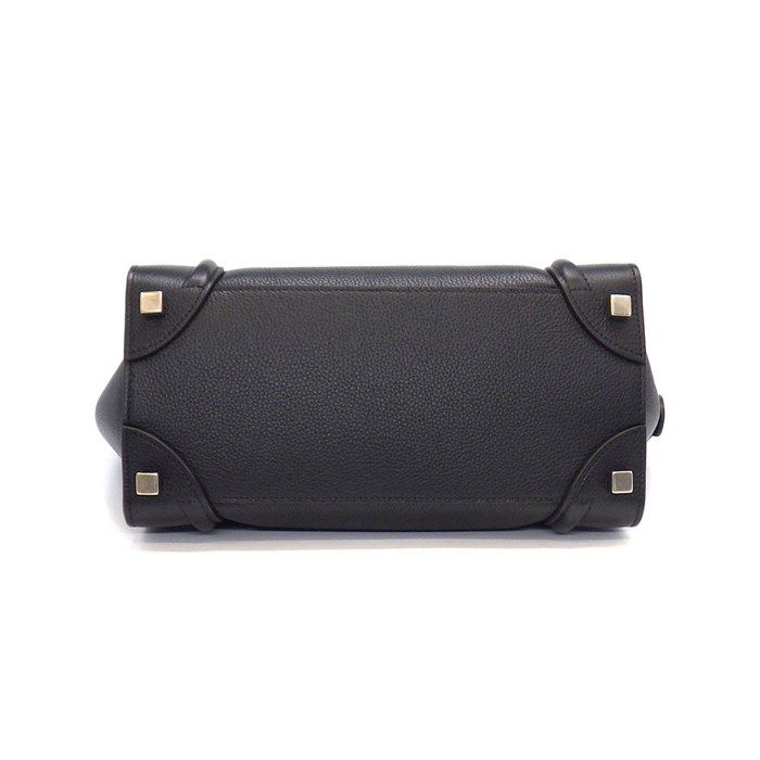 Celine Handbag Luggage Micro Black Drummed Calfskin Silver — view 4