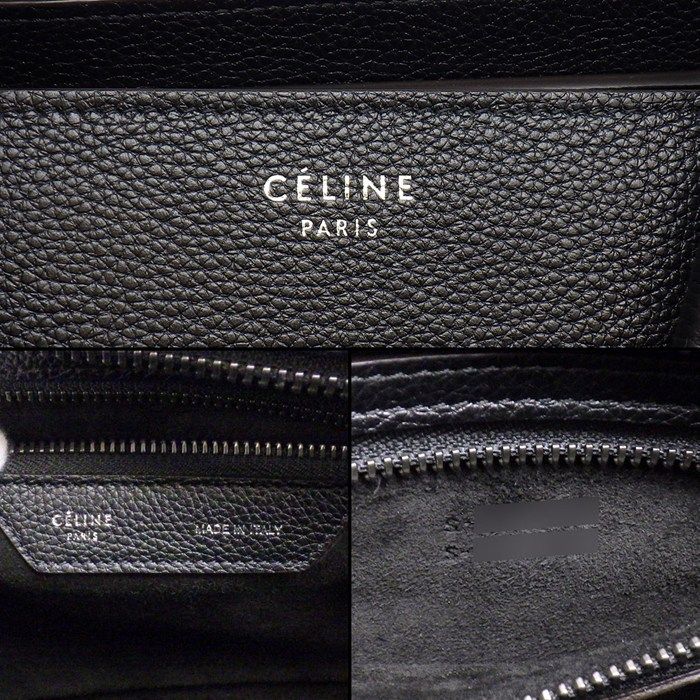 Celine Handbag Luggage Micro Black Drummed Calfskin Silver — view 7