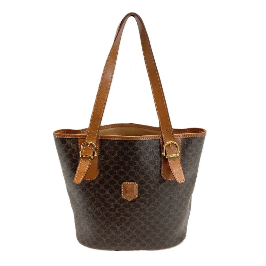 Celine Macadam Pattern Tote Bag Brown Leather