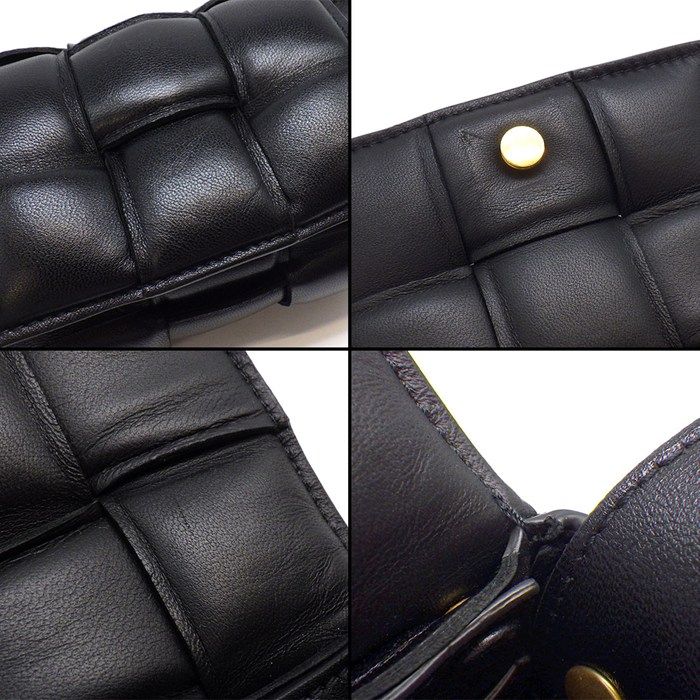 Bottega Veneta Shoulder Bag Candy Padded Cassette Black Lambskin Gold — view 8