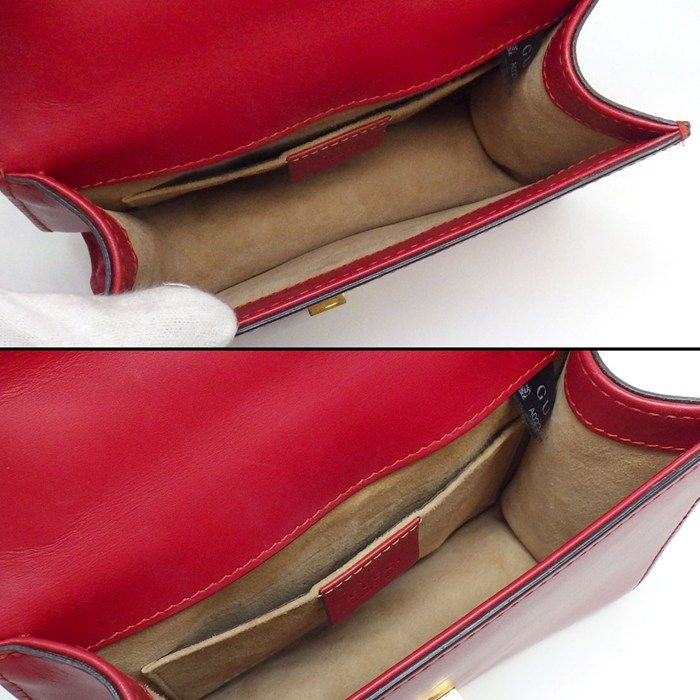 Gucci Shoulder Bag Sylvie Mini Red Leather Gold — view 5