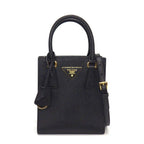 Prada Shoulder Bag Vertical Black Saffiano Leather Gold