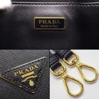 Prada Shoulder Bag Vertical Black Saffiano Leather Gold — view 6