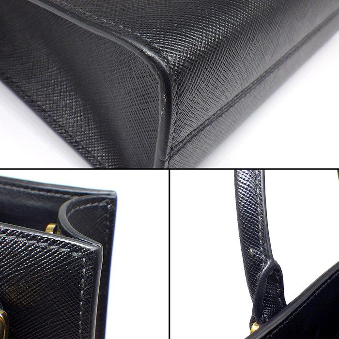 Prada Shoulder Bag Vertical Black Saffiano Leather Gold — view 7
