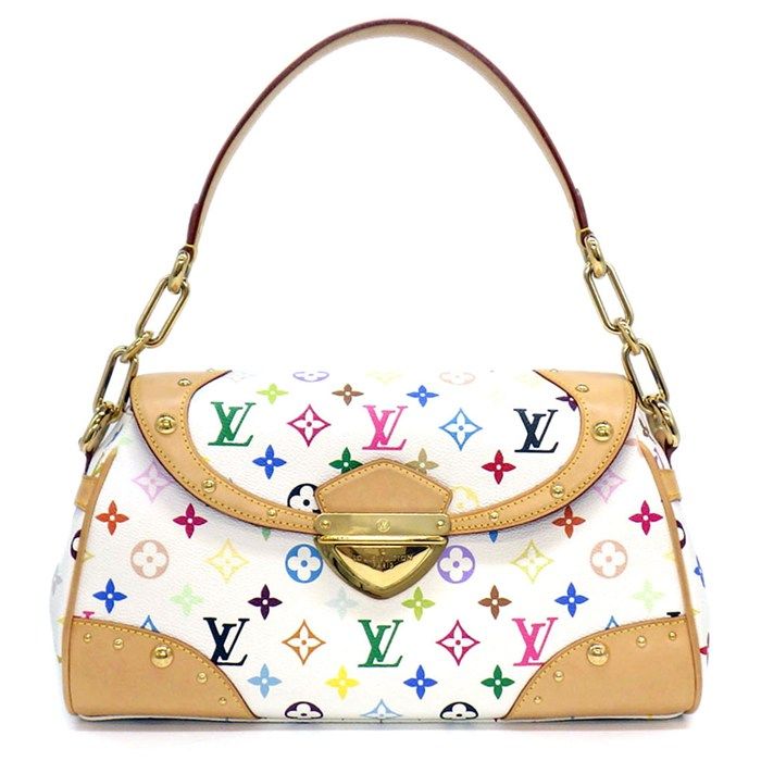 Louis Vuitton Shoulder Bag Beverly MM Blanc Monogram Multicolor Leather Gold