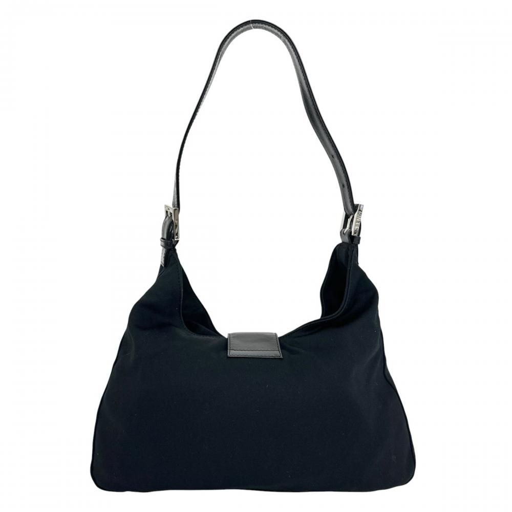 Fendi Shoulder Bag Mamma Baguette FF Logo 2348 Cotton Jersey Black Silver — view 2