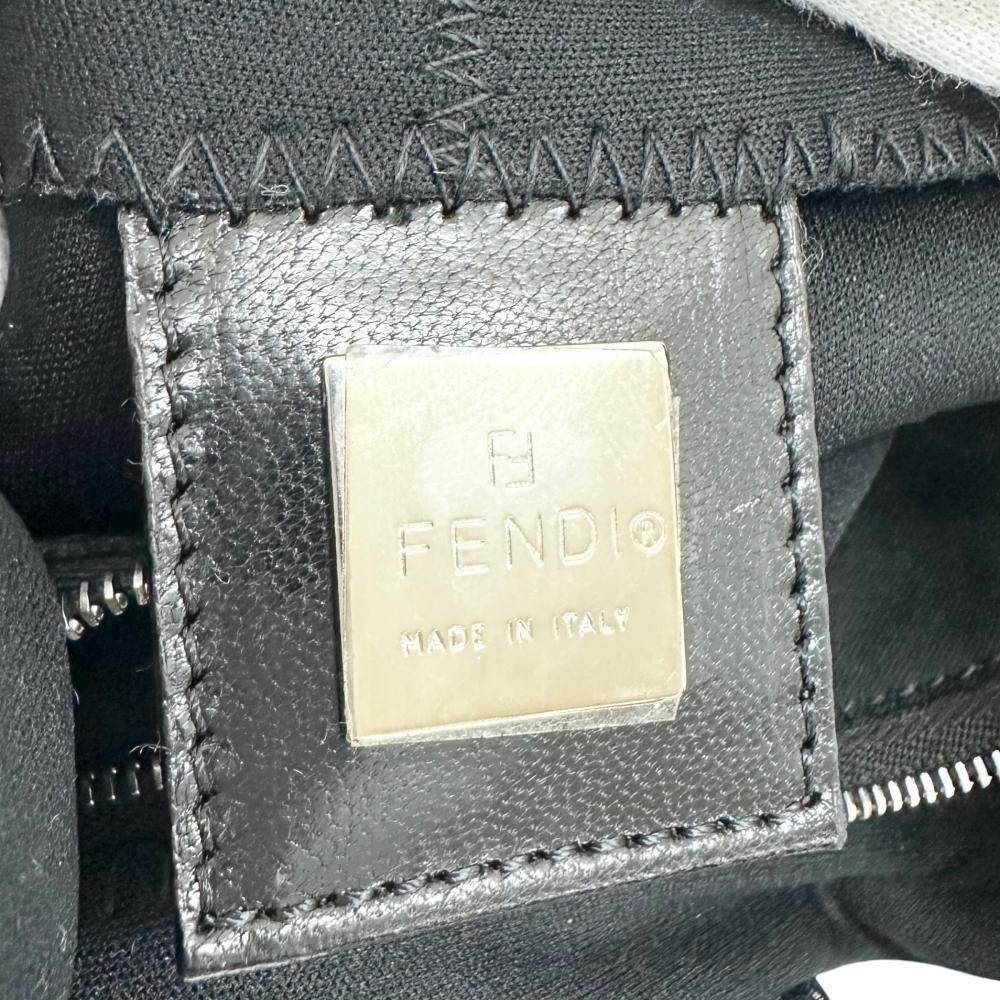Fendi Shoulder Bag Mamma Baguette FF Logo 2348 Cotton Jersey Black Silver — view 6