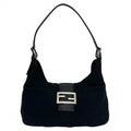 Fendi Shoulder Bag Mamma Baguette FF Logo Cotton Jersey Black Silver