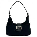 Fendi Shoulder Bag Mamma Baguette FF Logo Cotton Jersey Black Silver