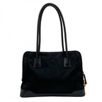 Prada Handbag Tessuto Triangle Logo Shoulder Nylon Leather Black Gold — view 2