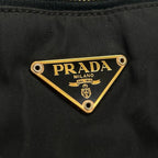 Prada Handbag Tessuto Triangle Logo Shoulder Nylon Leather Black Gold — view 7