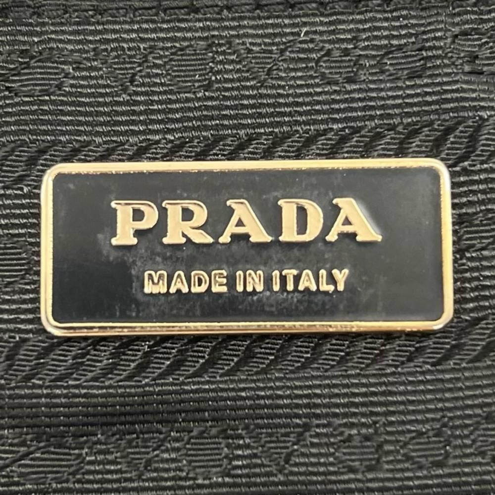 Prada Handbag Tessuto Triangle Logo Shoulder Nylon Leather Black Gold — view 6
