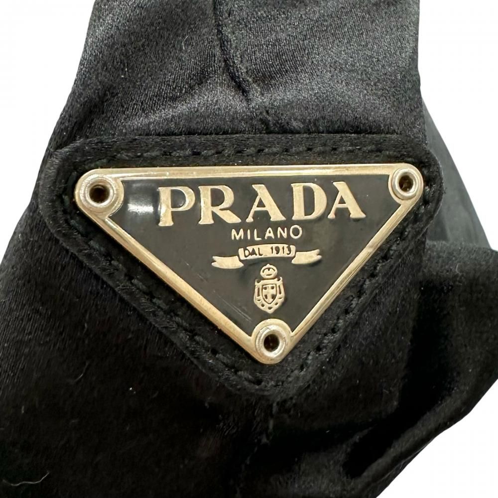 Prada Handbag Clear Hand Triangle Logo Vintage Nylon Black Silver — view 6