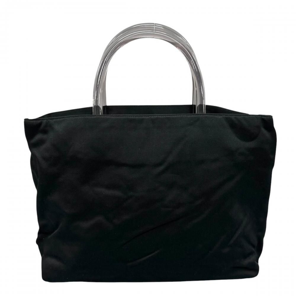 Prada Handbag Clear Hand Triangle Logo Vintage Nylon Black Silver — view 2