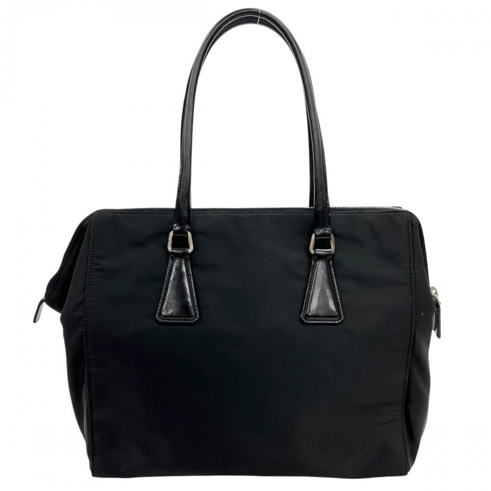 Prada Handbag Tessuto Nylon Leather Black Silver — view 2
