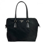 Prada Handbag Tessuto Nylon Leather Black Silver