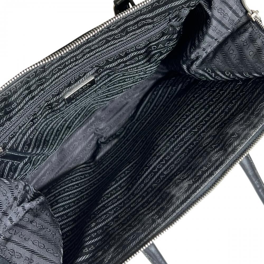 Prada Handbag Tessuto Nylon Leather Black Silver — view 4