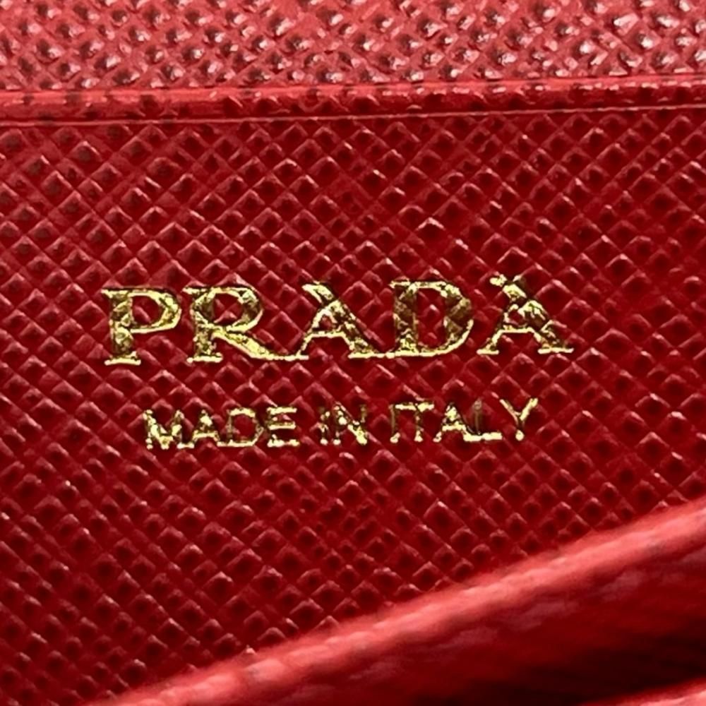 Prada Card Case Saffiano Business Leather Red Gold — view 7