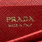 Prada Card Case Saffiano Business Leather Red Gold — view 7