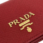 Prada Card Case Saffiano Business Leather Red Gold — view 6