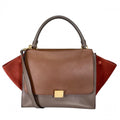 Celine 2-Way Side Wing Trapeze Medium Shoulder Bag Crossbody Bicolor Smooth