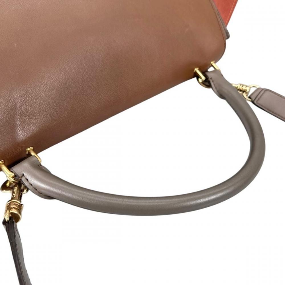 Celine 2-Way Side Wing Trapeze Medium Shoulder Bag Crossbody Bicolor Smooth — view 8
