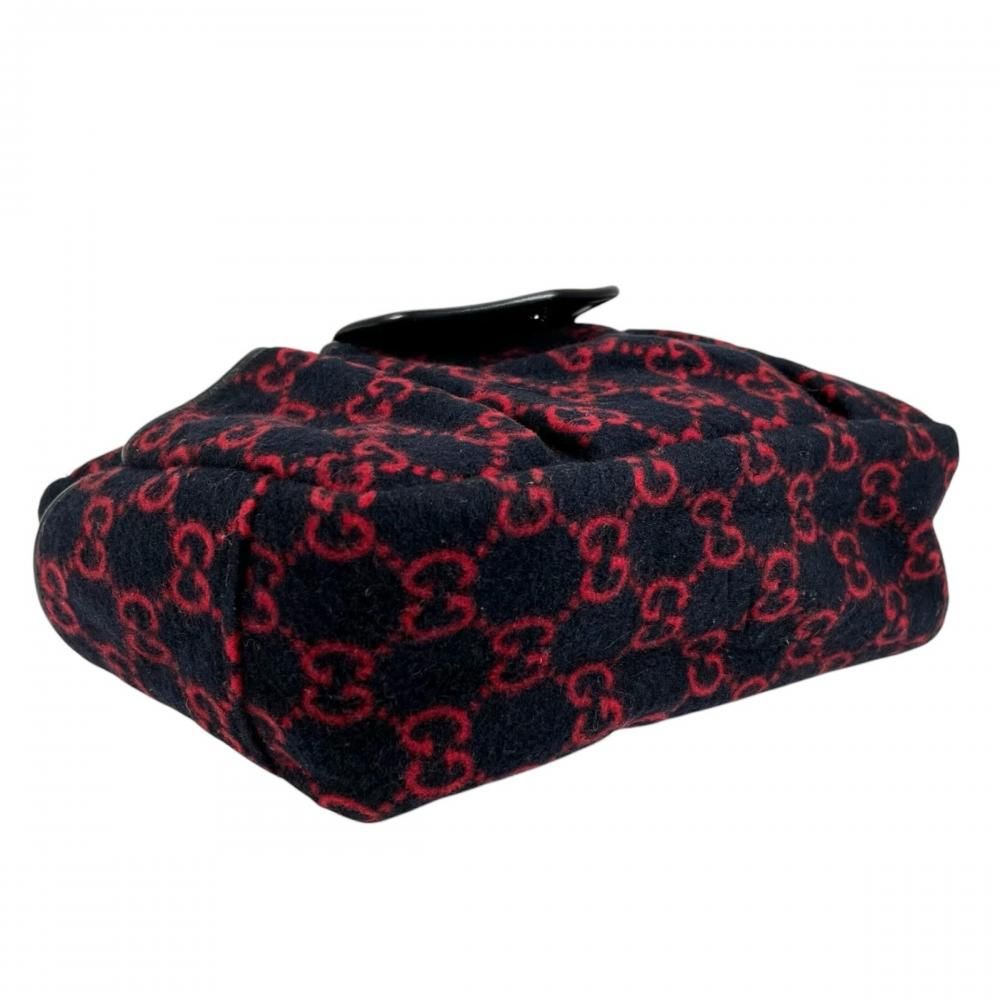 Gucci Handbag Multi Pocket Leather GG Wool Red Blue Silver — view 3